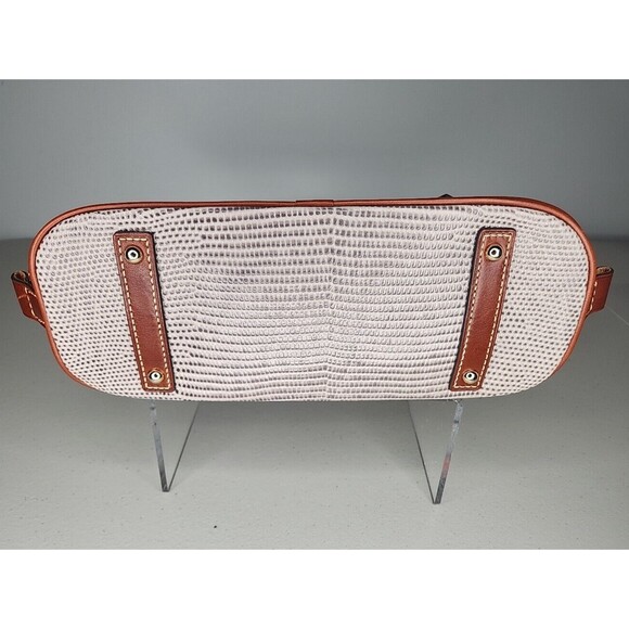 DOONEY & BOURKE ZIP ZIP SNAKE EMBOSSED LEATHER SATCHEL. GRAY/BROWN - Picture 6 of 11